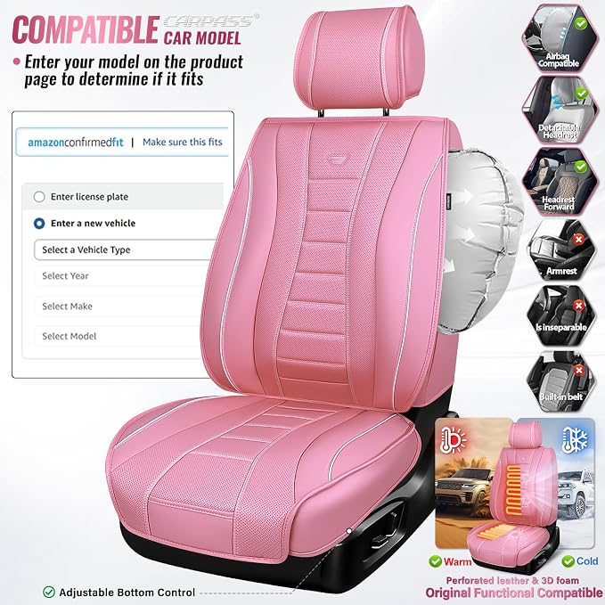 Universal Seat Covers — Full Set — Pink