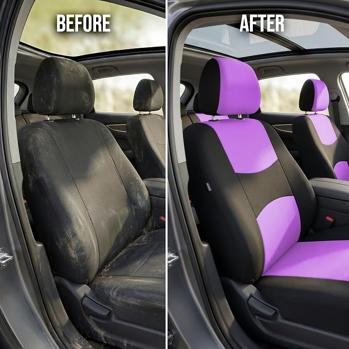 Universal Fabric Seat Covers — Full Set — Purple
