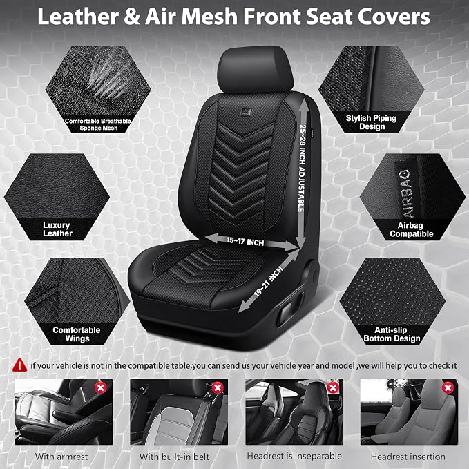 Universal Fabric Seat Covers — Front Seat — Black