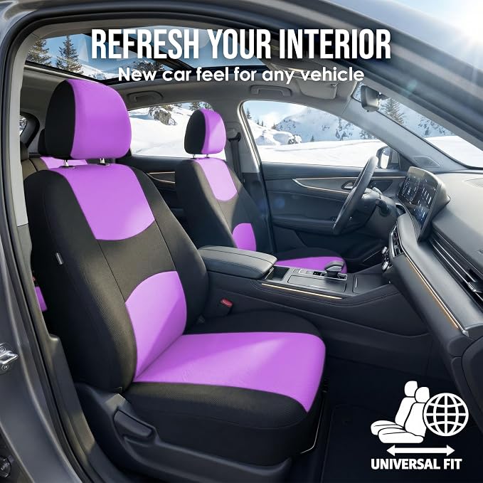Universal Fabric Seat Covers — Full Set — Purple