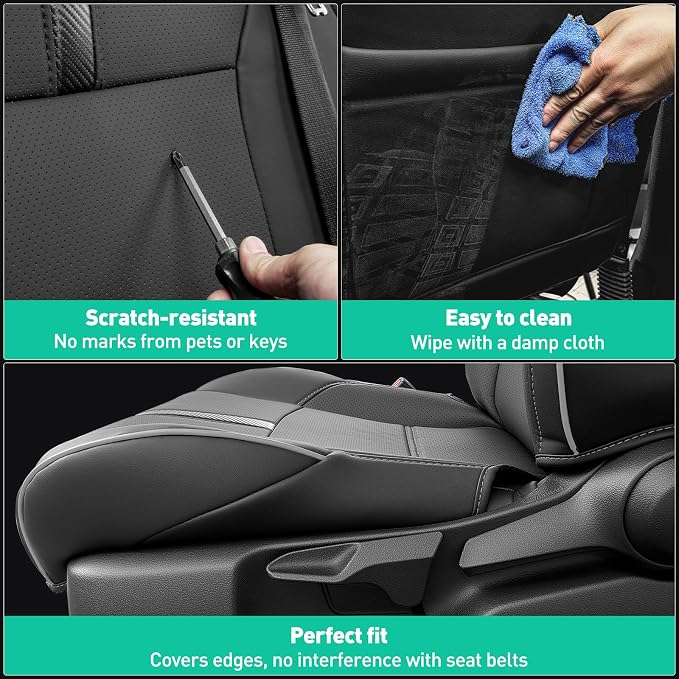 Faux Leather Seat Covers for Toyota Tacoma — Full Set — Black / Gray