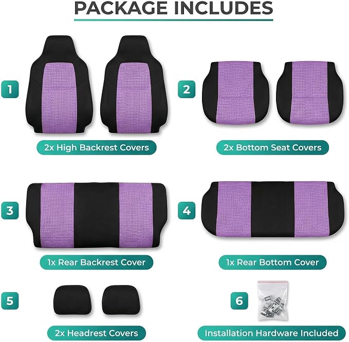 Universal Fabric Seat Covers — Front Seat — Purple