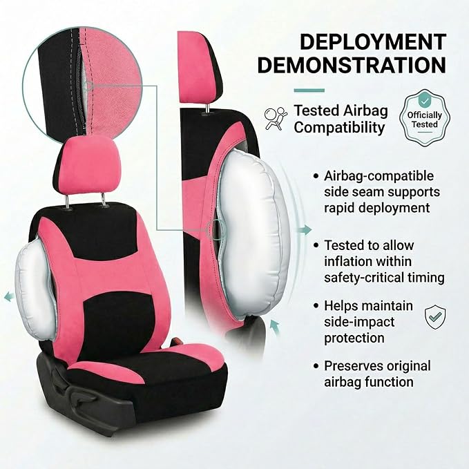 Universal Fabric Seat Covers — Pink / Black