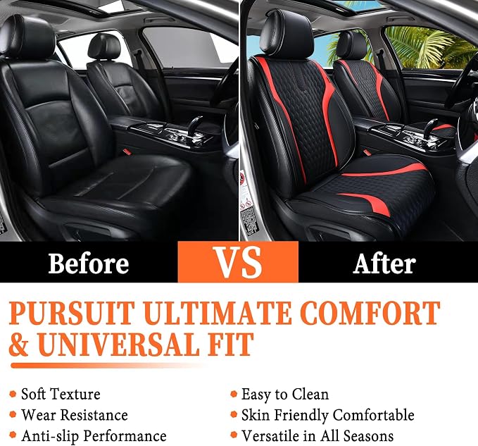 Universal Seat Covers — Front Seat — Black / Red