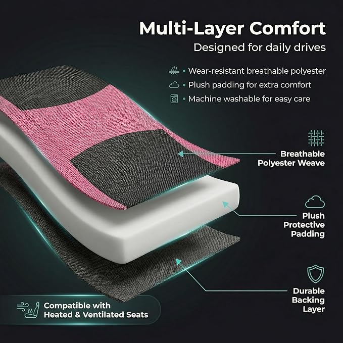 Universal Fabric Seat Covers — Front Seat — Pink