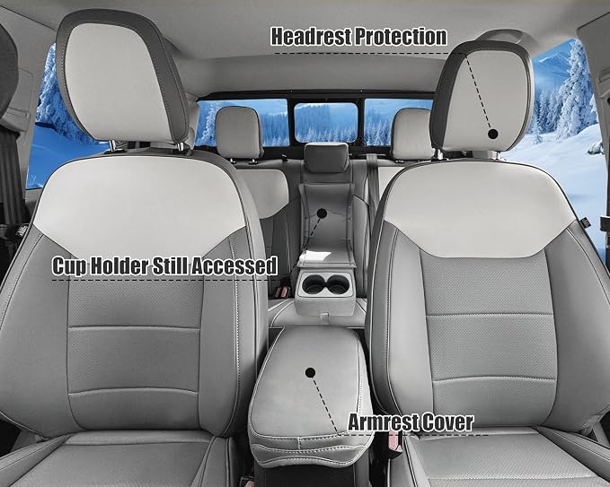 Faux Leather Seat Covers for Ford Maverick — Gray / White