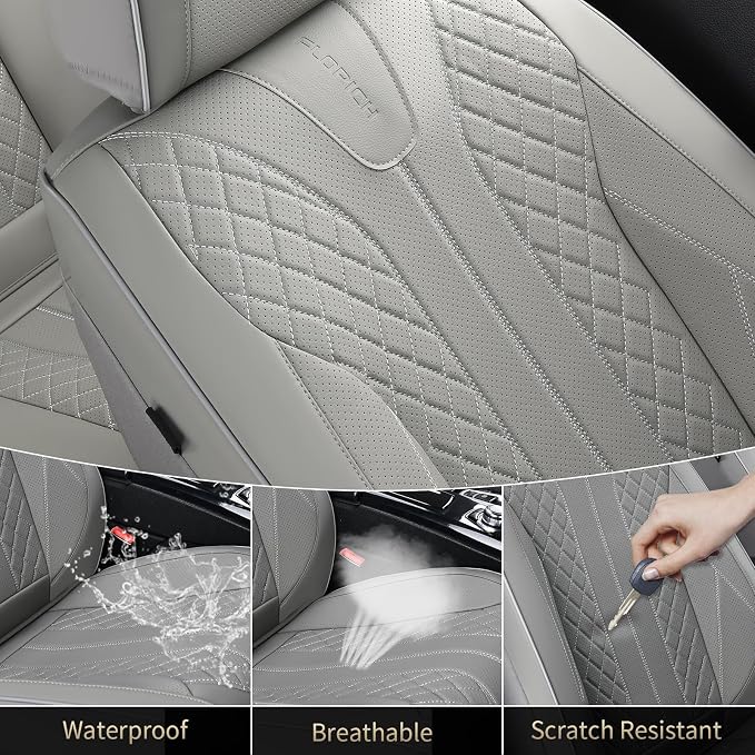 Universal Faux Leather Seat Covers — Front Seat — Gray