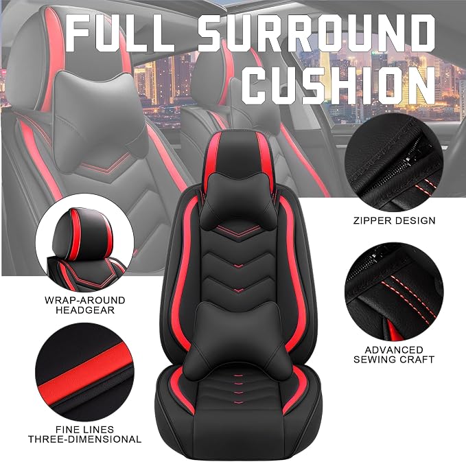 Seat Covers for Honda Civic — Full Set — Black / Red