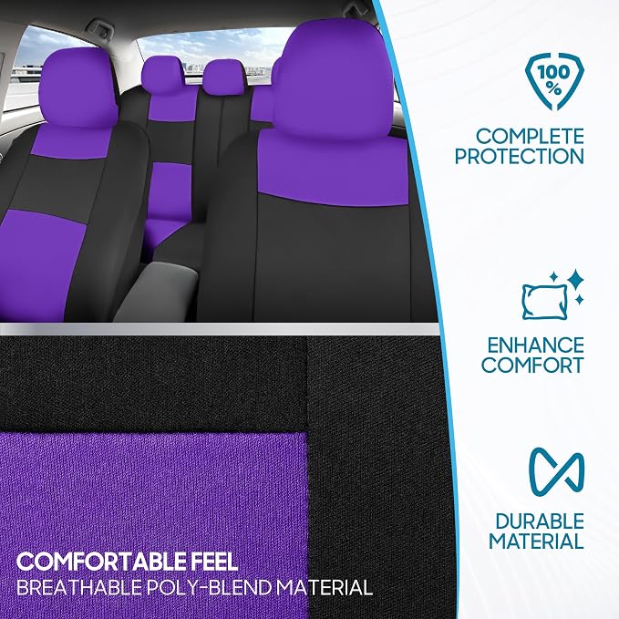 Car Seat Covers — Full Set — Purple / Black