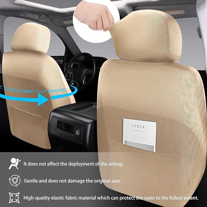 Universal Faux Leather Seat Covers — Front Seat — Beige