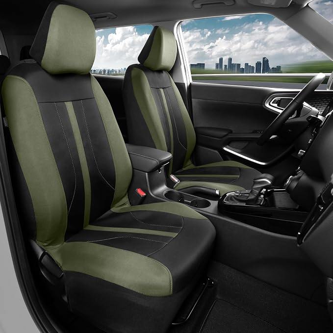 Fabric Car Seat Covers — Front Seat — Green