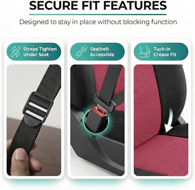 Universal Fabric Seat Covers — Full Set — Burgundy
