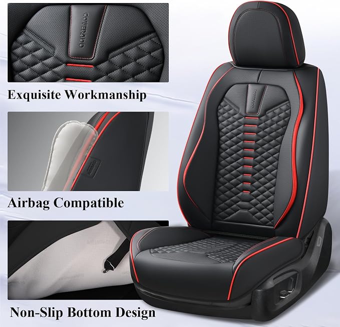 Universal Seat Covers — Full Set — Black / Red