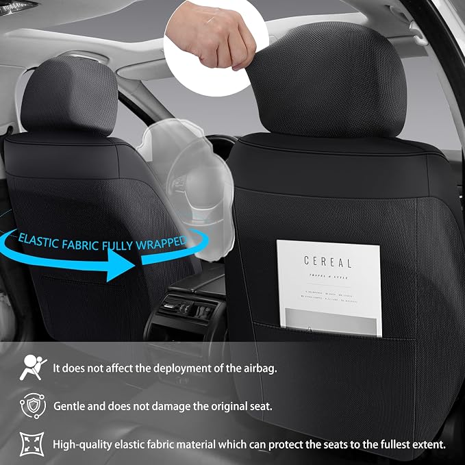 Faux Leather Car Seat Covers — Full Set — Black