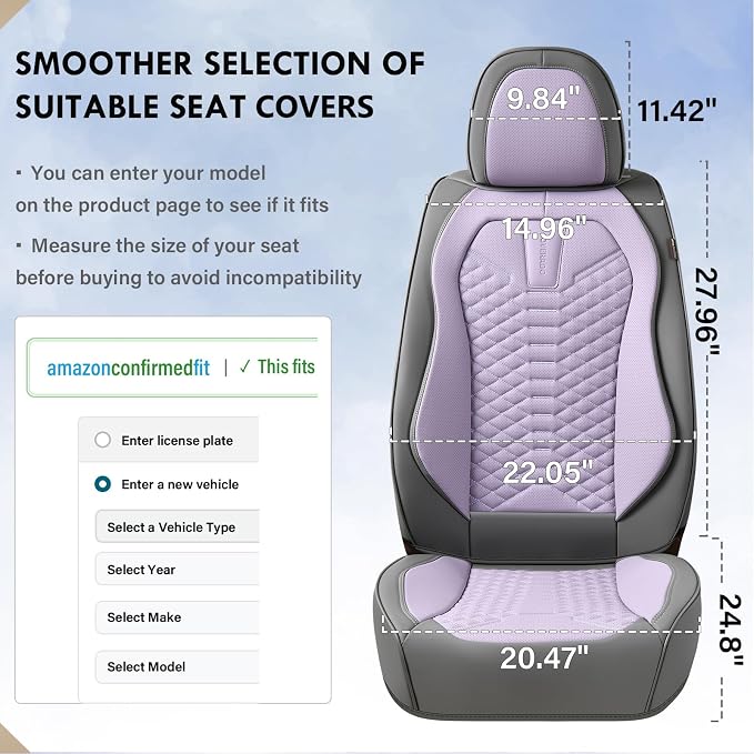 Universal Seat Covers — Full Set — Gray / Purple