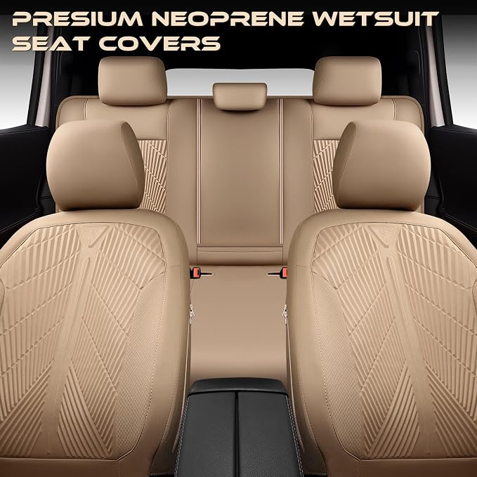 Universal Neoprene Seat Covers — Full Set — Beige