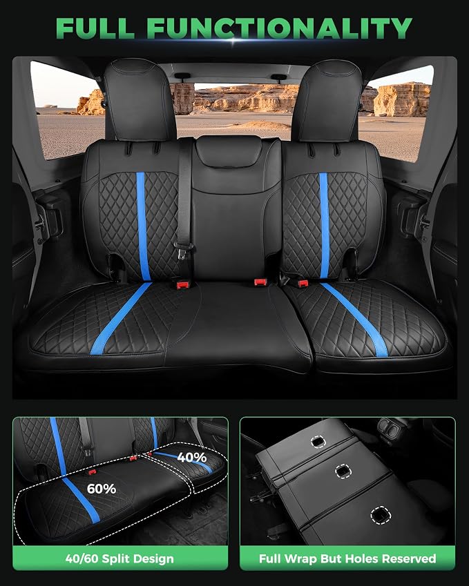 Seat Covers for Jeep Wrangler — Full Set — Black / Blue