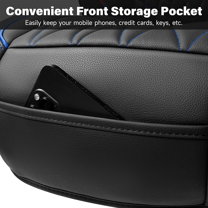 Universal Faux Leather Seat Covers — Front Seat — Black / Blue