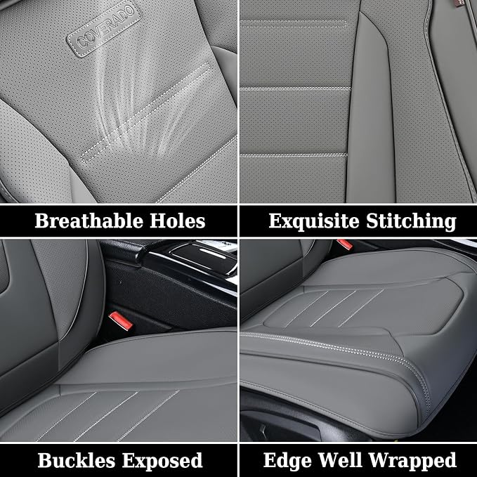 Universal Faux Leather Seat Covers — Front Seat — Gray
