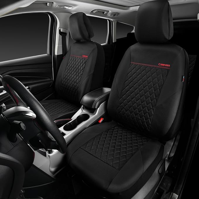 Universal Faux Leather Seat Covers — Front Seat — Black