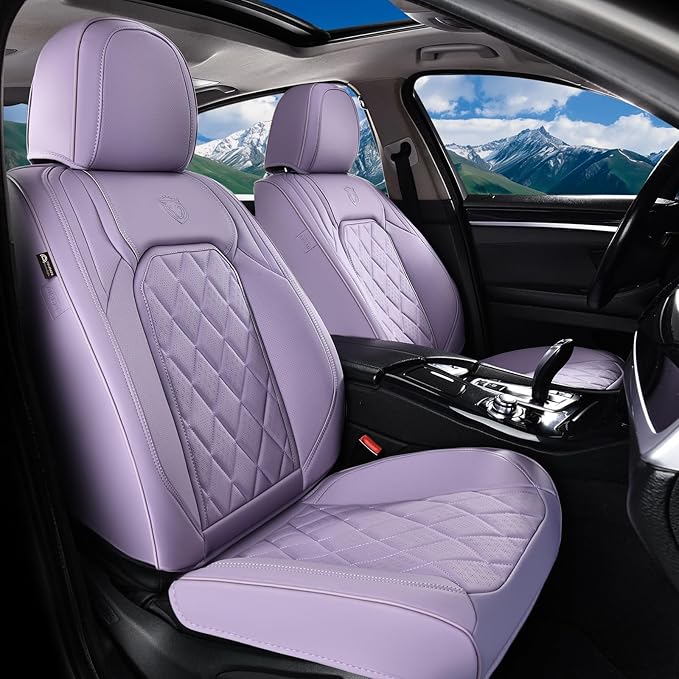 Universal Faux Leather Seat Covers — Front Seat — Purple