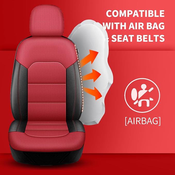 Universal Fabric Seat Covers — Front Seat — Black / Red