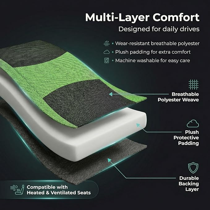 Universal Fabric Seat Covers — Green / Black