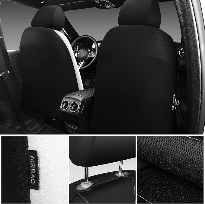 Universal Seat Covers — Full Set — Black / White