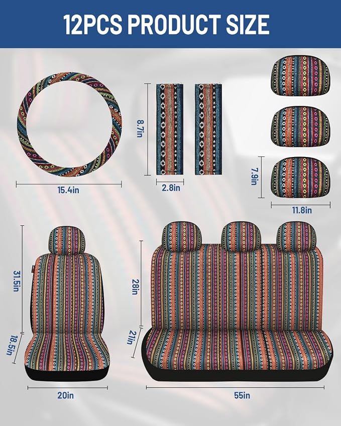 Fabric Car Seat Covers — Full Set — Orange