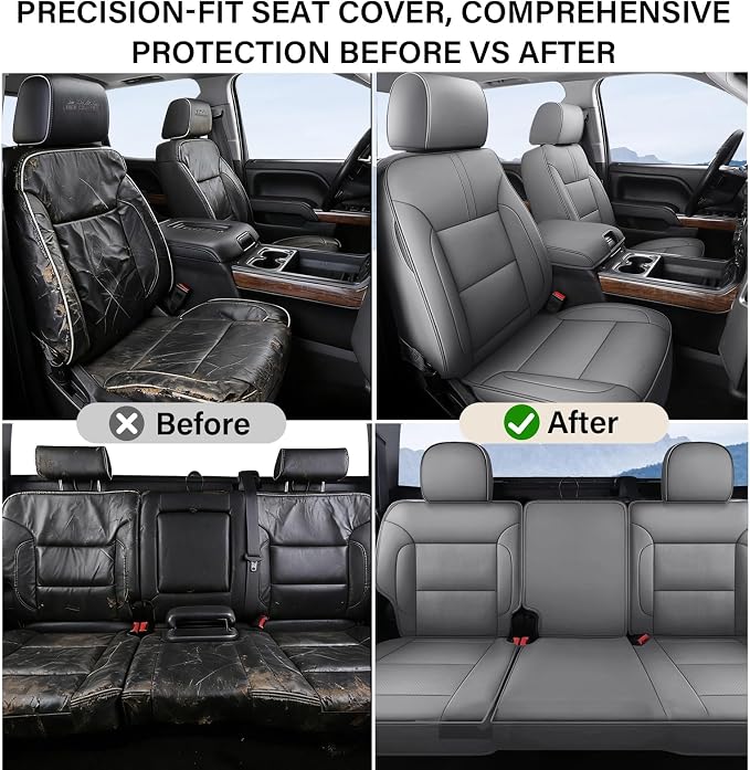 Faux Leather Seat Covers for Chevrolet Silverado / GMC Sierra — Full Set — Gray