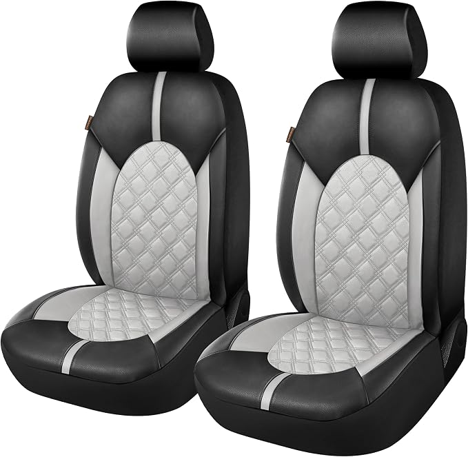 Universal Faux Leather Seat Covers — Front Seat — Gray