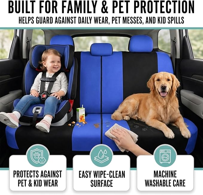 Universal Fabric Seat Covers — Full Set — Blue
