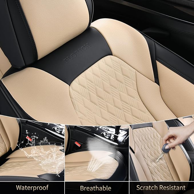 Universal Seat Covers — Front Seat — Black / Beige