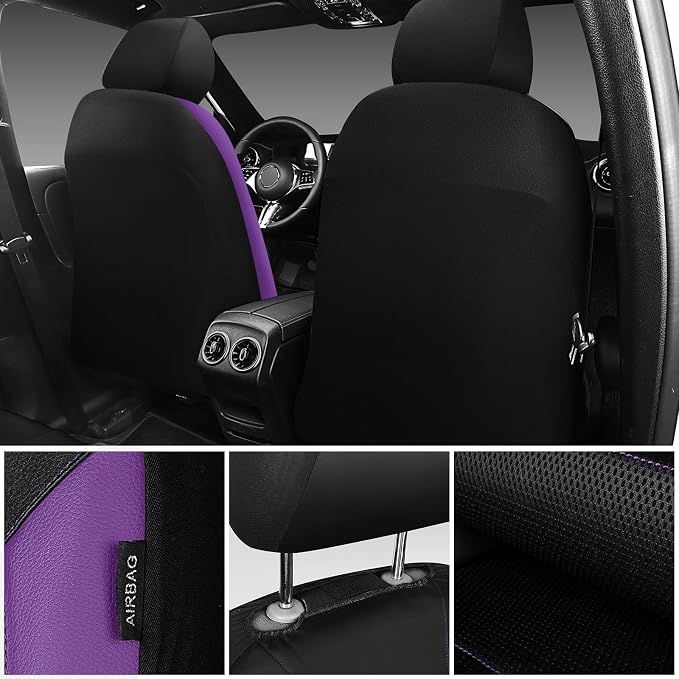 Universal Seat Covers — Full Set — Black / Purple