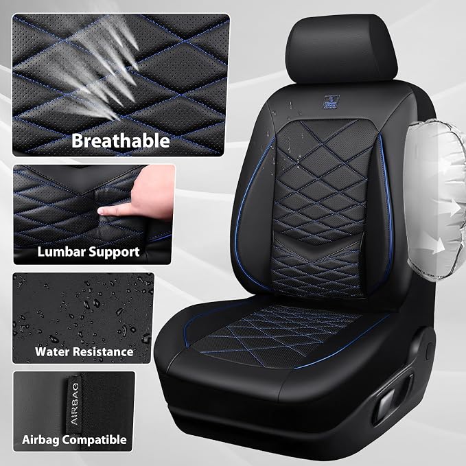 Universal Seat Covers — Front Seat — Black / Blue