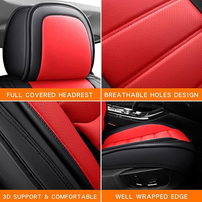 Universal Seat Covers — Full Set — Black / White / Red