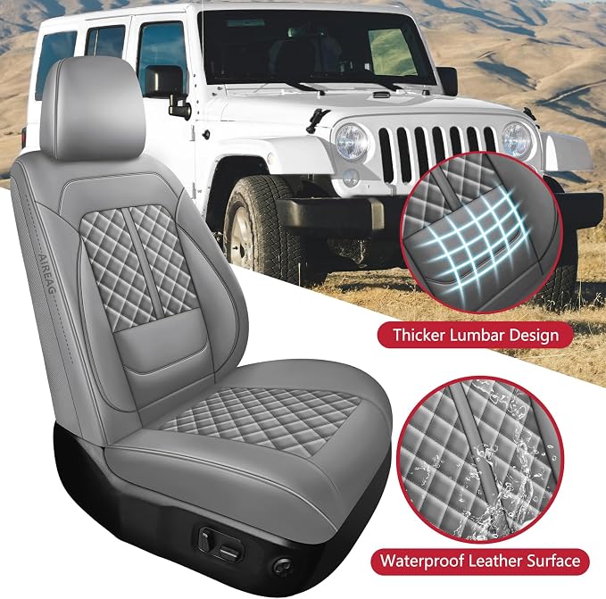 Faux Leather Car Seat Covers — Full Set — Gray