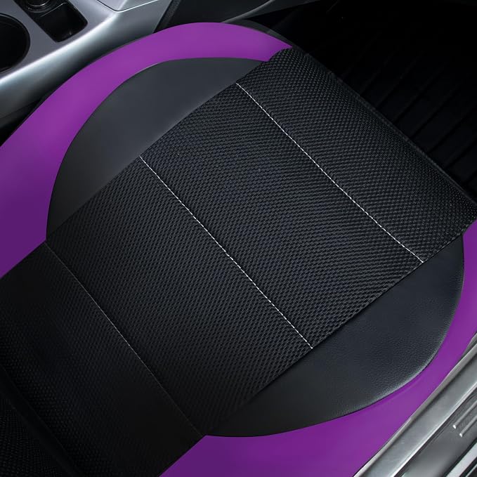 Universal Fabric Seat Covers — Front Seat — Black / Purple