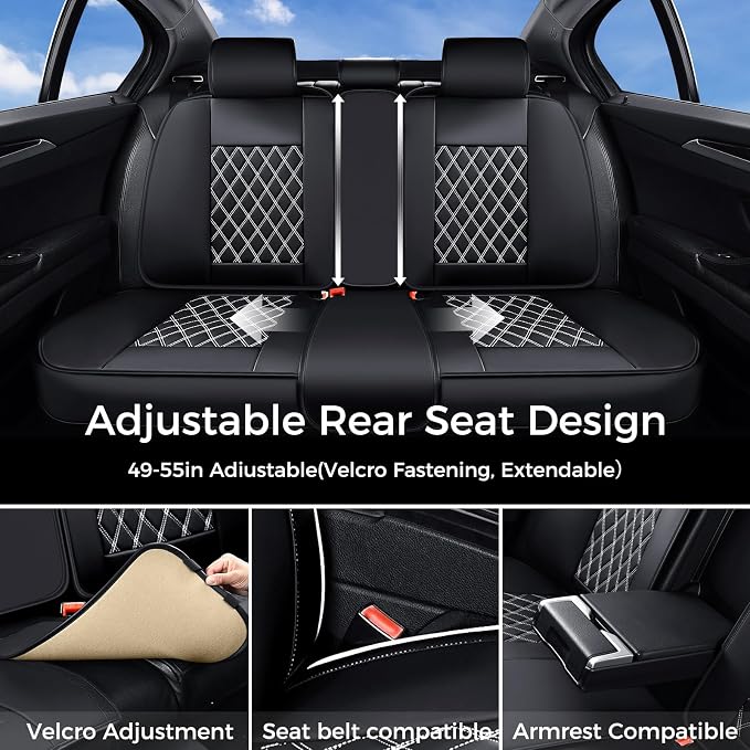 Universal Seat Covers — Full Set — Black / White