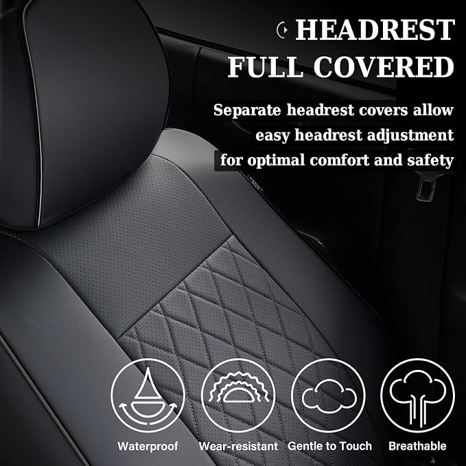 Faux Leather Seat Covers for Toyota Tacoma — Full Set — Black