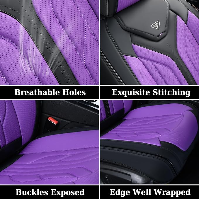 Universal Seat Covers — Full Set — Black / Purple