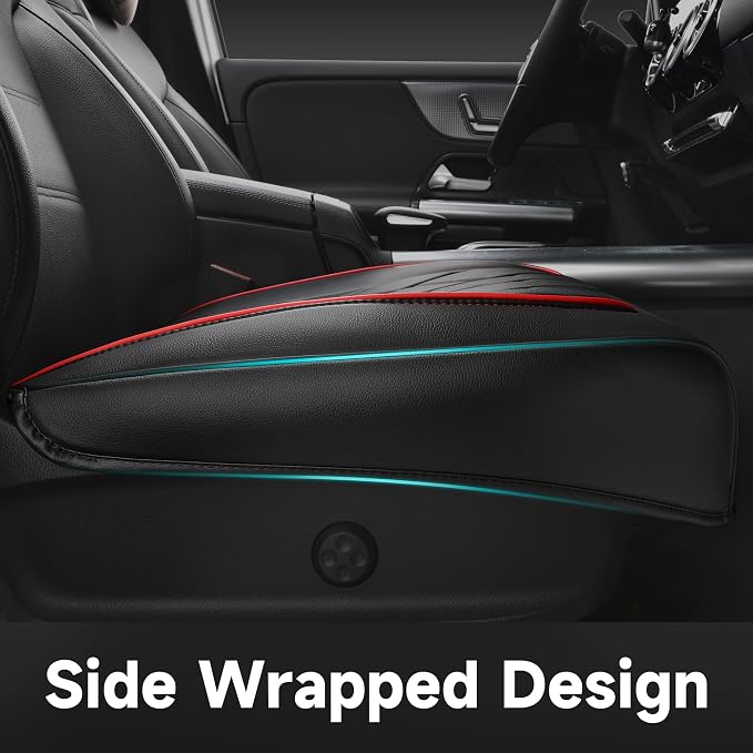 Universal Faux Leather Seat Covers — Front Seat — Black / Red