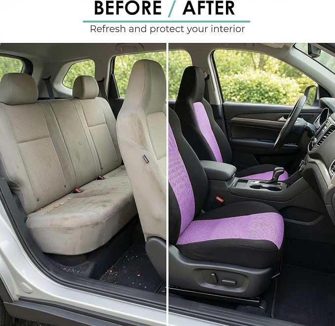 Universal Fabric Seat Covers — Front Seat — Purple