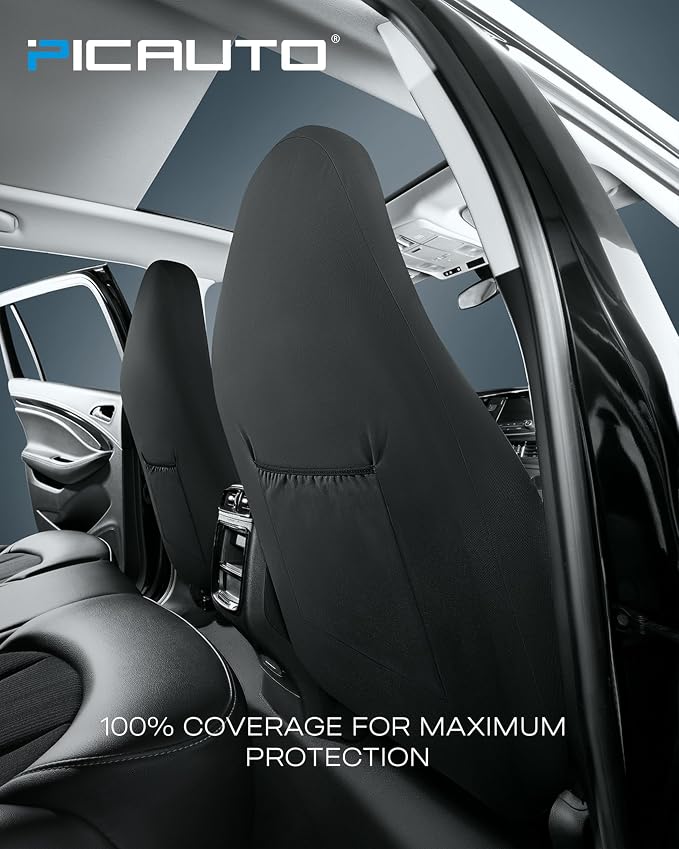 Universal Fabric Seat Covers — Full Set — Black / Gray