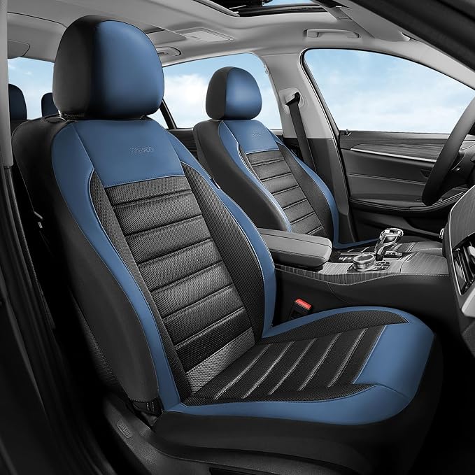 Fabric Car Seat Covers — Full Set — Blue / Black