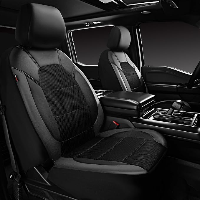 Universal Fabric Seat Covers — Front Seat — Black / Gray