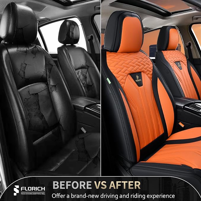 Universal Seat Covers — Front Seat — Black / Orange