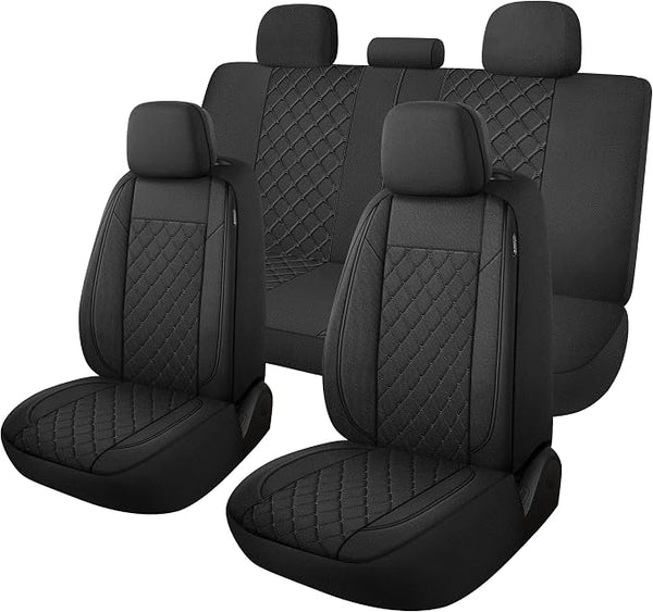Fabric Car Seat Covers — Full Set — Black