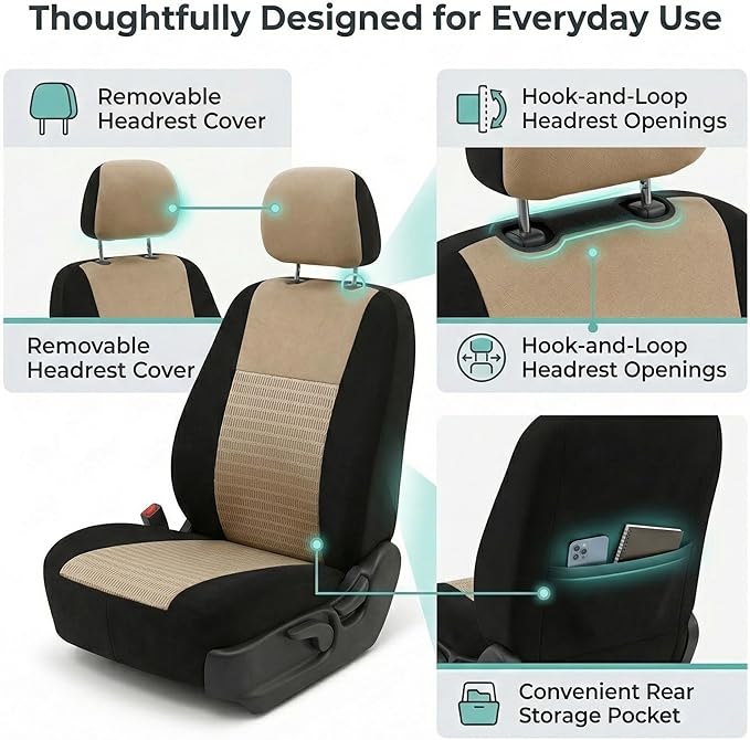 Universal Seat Covers — Front Seat — Beige