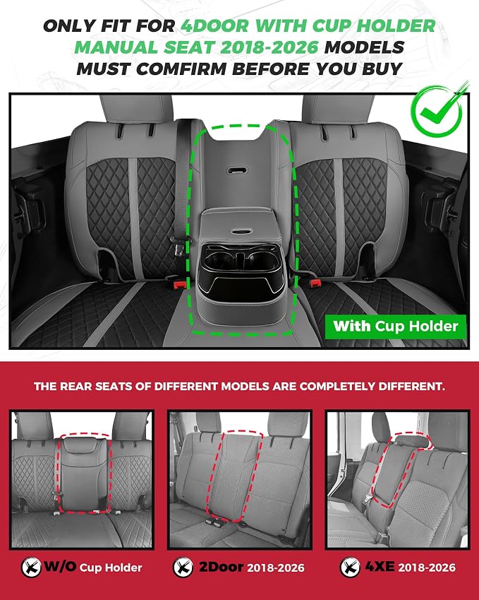 Seat Covers for Jeep Wrangler — Full Set — Gray / Black